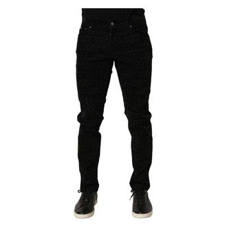 Dolce & Gabbana Logo Monogram Cotton Slim Denim Jeans - male - Dolce & Gabbana - Slim Fit Jeans - Black - M - Jeans