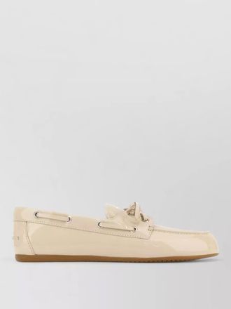 Miu Miu leather loafers bow detail patent finish rubber sole