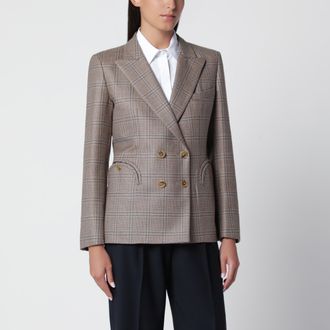Blaz&eacute; Milano Saona Charmer double-breasted jacket in beige with check pattern