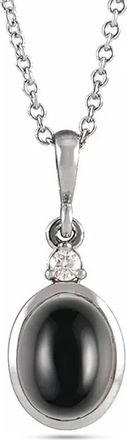 Allurez Oval Natural Onyx & Diamond Pendant Necklace 14K 2.03ct in Onyx, White Gold at Nordstrom, Size 18