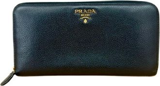 Prada Black Leather Long Wallet (Bi-Fold) (Pre-Owned)