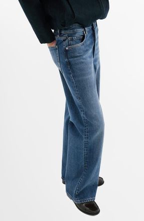 Mango Low Rise Straight Leg Jeans in Dark Blue at Nordstrom, Size 14