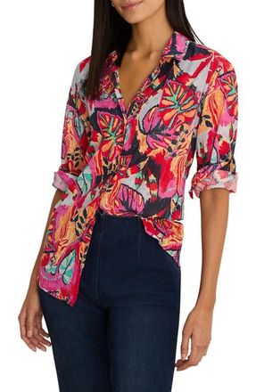 Nic+Zoe Kauai Garden Crinkle Shirt in Red Multi at Nordstrom, Size Xx-Large