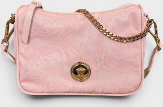 Versace Womens Hobo Medusa Logo Floral Shoulder Bag Pink