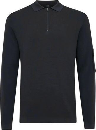 Genti Polo Zip LS - Heren - Tops - Blauw - Maat: S Nylon