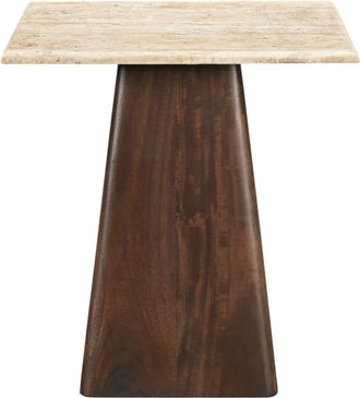 Moloo Mesa de centro cuadrada 45x45 cm Travertino y madera