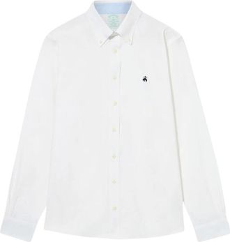 Brooks Brothers Slim Fit Oxford Non-Iron Button Down Shirt - Heren - Casual Overhemden - Wit - 2XL - Katoen - Overhemden