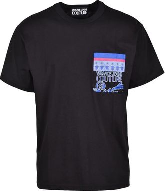 Versace Jeans Couture Katoenen T-shirt met Stijlvol Ontwerp - Heren - T-shirts - Zwart - L - Katoen - Tops