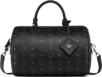 MCM Medium Ella Boston Bag in Visetos in Black at Nordstrom