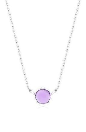 House of Frosted Amethyst Floral Necklace in Silver at Nordstrom Rack
