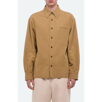 Helmut Lang Sailor Cotton & Linen Button-Up Overshirt in Trench at Nordstrom, Size X-Large