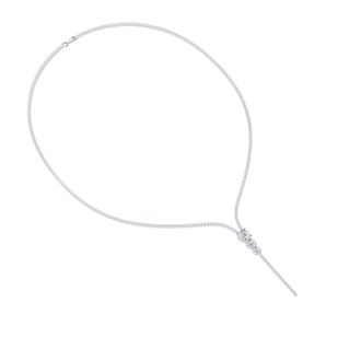 Diamond2Deal 14k White Gold 7 Ct Round Lab Grown Diamond Tennis Drop Necklace 18 VVS-VS, E-F
