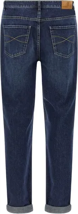 Brunello Cucinelli Logo Embroidery Stretch Jeans - Blue