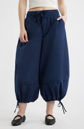 Damson Madder Frida Cotton Blend Crop Balloon Pants in Navy at Nordstrom, Size 14 Us