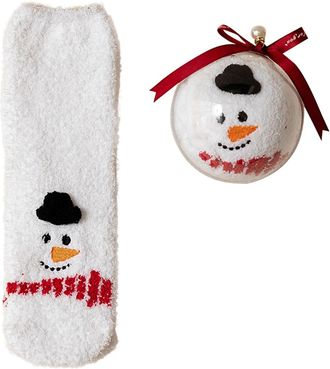 Generic Christmas Fluffy Socks Mens Womens, Winter Warm Socks With Baubles For Xmas Decorations, Thermal Cotton Ankle Novelty Christmas Advent Calendar Decora