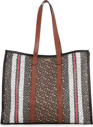 Burberry Brown Multi-Color Leather Pvc Handbag Tote Bag (Pre-Owned)
