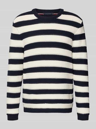 Tommy Hilfiger Regular Fit Strickpullover aus reiner Baumwolle in Dunkelblau Melange, Gr&ouml;&szlig;e XXL
