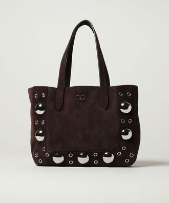 Valentino Garavani Borsa Nellcôte Valentino Garavani in camoscio con borchie applicate