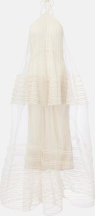 Jacquemus Vestido largo Epi de tul con cuello halter
