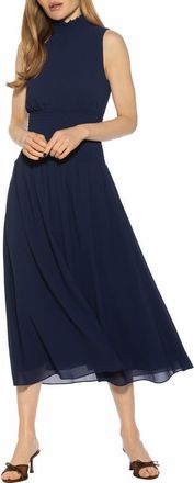 Alexia Admor Noor Smocked Neck Midi Dress in Navy at Nordstrom Rack, Size 12