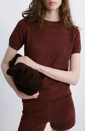 Mango Short Sleeve Sweater in Burnt Orange at Nordstrom, Size X-Small