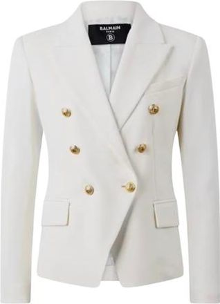 Balmain Cream Wool Double Breasted Blazer Size 38