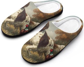 Generic Springer Spaniel Dog Pheasant Hunting Men Slippers Funny House Shoes Cotton Slipper for Indoor Outdoor