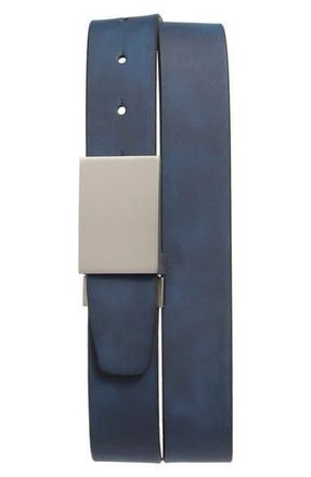 Nordstrom Rack Plaque Faux Leather Belt in Navy- White at Nordstrom Rack, Size 34