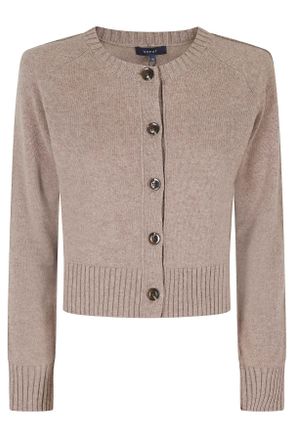 SOEUR Beige Virginia Cropped Merino Wool Cardigan