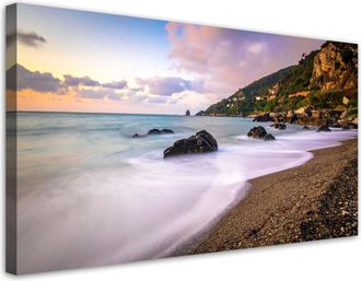 Feeby Cuadro En Lienzo, Paisaje Playa Rocosa Mar, 120x60