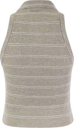 Brunello Cucinelli Ribbed with Horizontal Stripes Tank Top - Gray