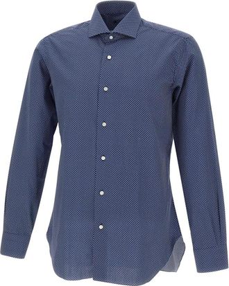 Barba Casual Shirts, male, Blue, 2XL, Micro-check Cotton Shirt