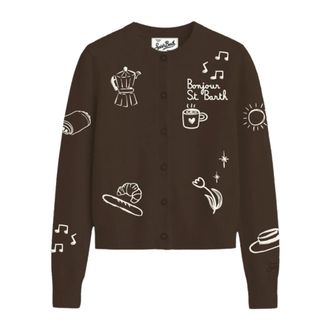 Saint Barth C&aacute;rdigan abierto con motivos bordados - Knitwear - Mujer - Marr&oacute;n - L