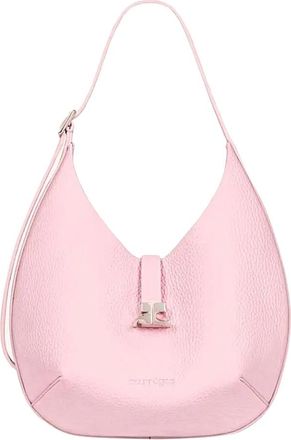 Courr&egrave;ges Small Hobo Grained Leather Bag - Dames - Schoudertassen - Roze - ONE Size - Leer - Tassen
