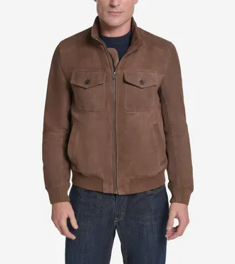 Cole Haan Mens Suede Harrington Jacket - Brown Size Medium