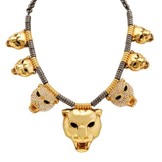 Roberto Cavalli Gold-Tone Crystal Panther Necklace