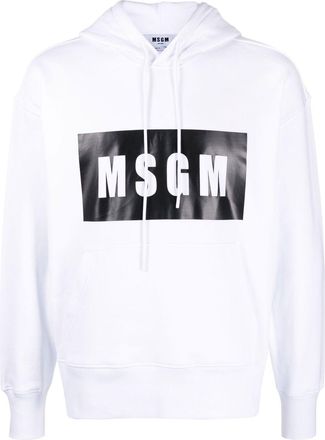Msgm logo-print cotton hoodie - men - Cotton - M - White