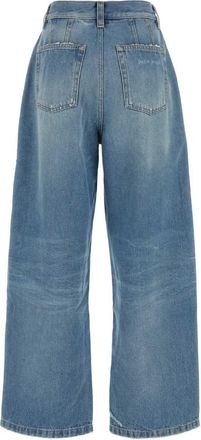 Palm Angels Womens Denim Wide-Leg Jeans Lightbluel Exterior: Cotton