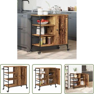 vidaXL Carrello da cucina moderno - Carrello da Cucina Legno vecchio 87,5 x 39 x 84,5 cm