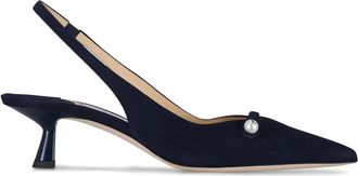 Jimmy Choo London Amita su&egrave;de pumps met parel - Blauw
