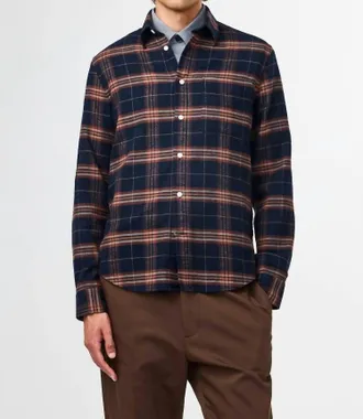 Nn.07 Arne Long Sleeve Shirt In Wine Check