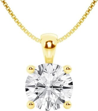 Grown Brilliance 2 Carat Round Lab Grown Diamond Solitaire Pendant in 14K Yellow Gold, IGI Certified, Prong Set, E-F Color, VS Clarity