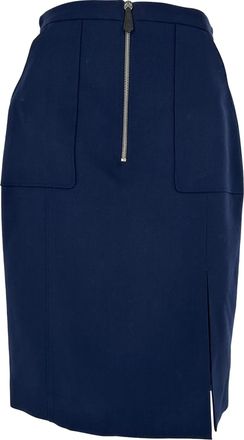 Altuzarra Midi Skirt in Navy Blue Wool