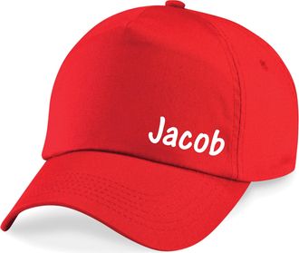 Generic Personalised Inspired Name Baseball Cap Hat Funny School Childrens Boys Girls Kids Unisex Cap (Bright Red)