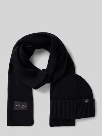 Marc O'Polo M&uuml;tze und Schal im Set aus reiner Baumwolle in BLACK, Gr&ouml;&szlig;e 1