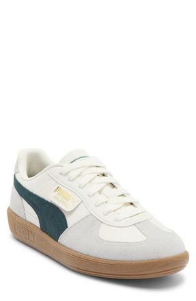 Puma Palermo Leather Sneaker in Warm White-Green Terrain at Nordstrom, Size 11.5