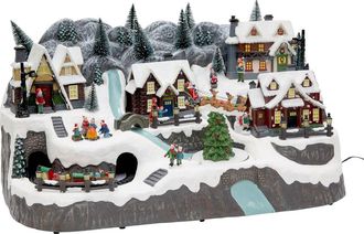 F&eacute;&eacute;ric Lights & Christmas Pueblo Navide&ntilde;o Iluminado Con Monta&ntilde;a Y Tren Animado Y Musical, Con 49 Led, Que Funciona Con Corriente De Red - Feeric Lights & Christmas