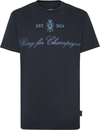 Philipp Plein Embroidered Round Neck T-Shirt Stones - Heren - T-shirts - Blauw - S - Katoen - Tops