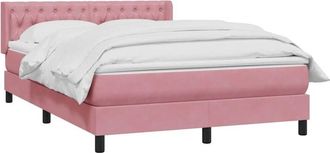 vidaXL Cama Box Spring Con Colch&oacute;n Terciopelo Rosa 160x220 Cm Vidaxl