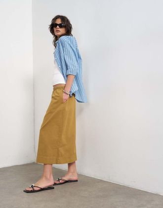 Topshop Gonna pantalone svasata color cuoio-Marrone